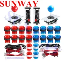 Светодио дный 2 игрока светодиодные аркадные игры diy запчасти комплект 2xusb кодеры+ 2X аркадные джойстики+ 20x светодио дный светодиодные аркадные кнопки для Raspberry Pi и Windows