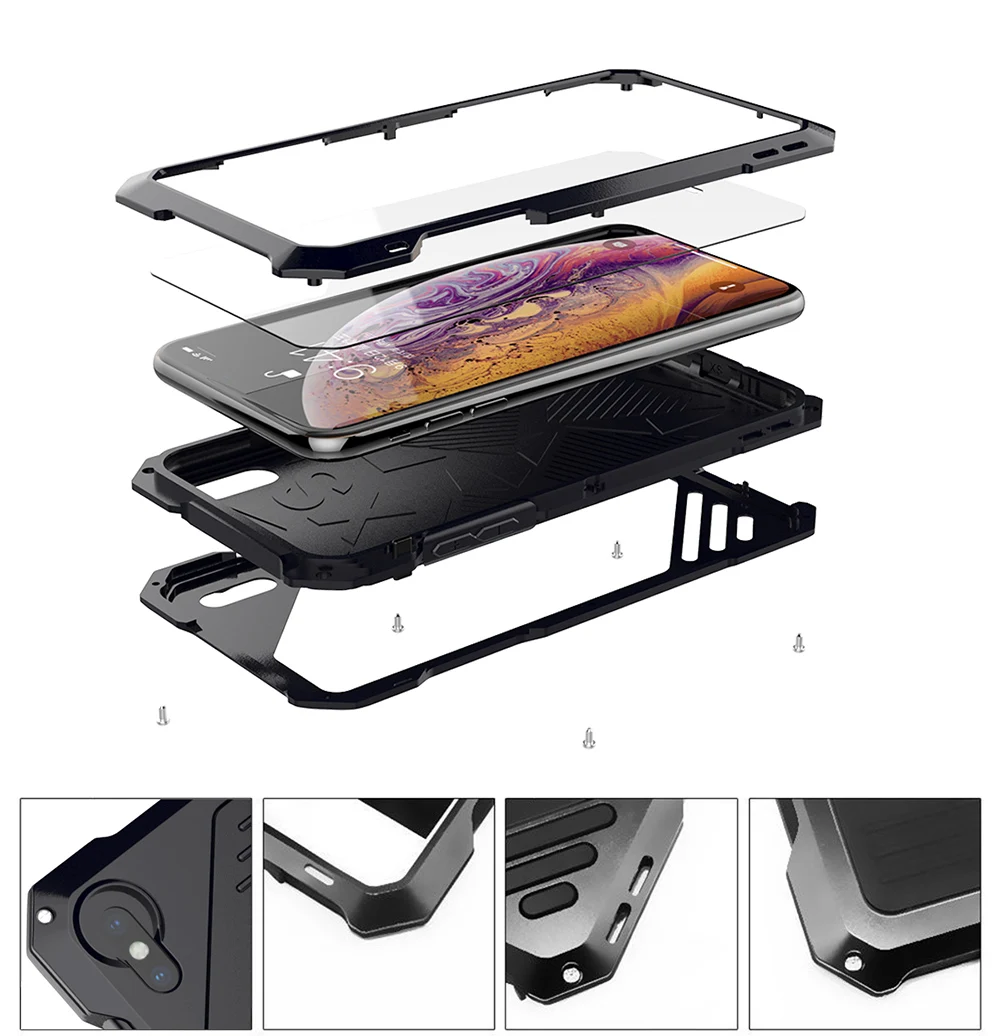 Наружная фотография металл+ силиконовый чехол для Apple iPhone XR XS Max бронированная крышка полная кожа протектор оболочки+ объектив камеры