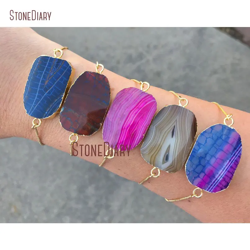 20180319-BM11275-Agate Bracelet Agate Onyx Fire Rainbow Bracelet Cuff Adjustable Gold Geode Minimalist Boho Bracelet Rainbow Onyx Agate Bracelet Cuff Gift_2