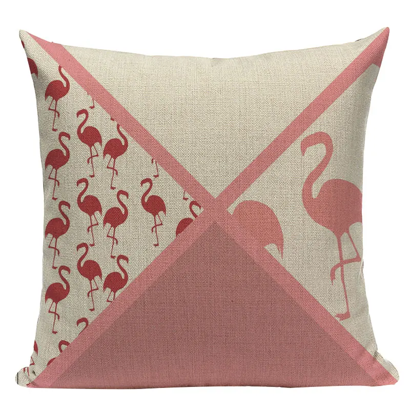 Украшение Nordic Лен Хлопок розовый Фламинго Графика Капа Almofada 45 см х 45 см квадратный диван печатные подушки Чехол для подушки - Цвет: L526-10