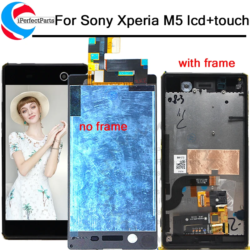 

For Sony Xperia M5 LCD Display Touch Screen Digitizer Assembly With Frame E5603 E5606 E5653 For SONY M5 LCD Replacement Parts