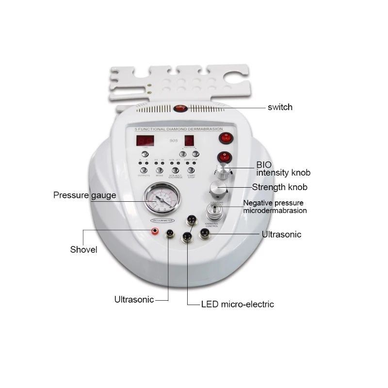 5 в 1 Алмазная дермабразия машина микро-токовая ультразвуковая скруббера кожи RF подъемное устройство для глаз