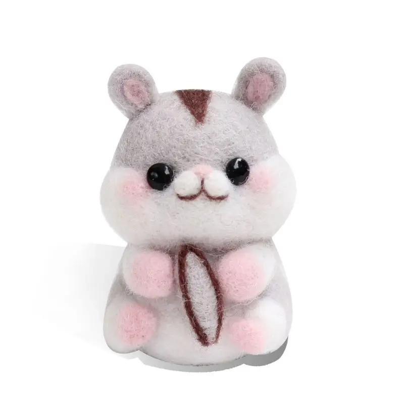 

Hamster Animal Doll Wool Felt Craft DIY Non Finished Poked Set Handcraft Kit For Needle Material Bag Pack
