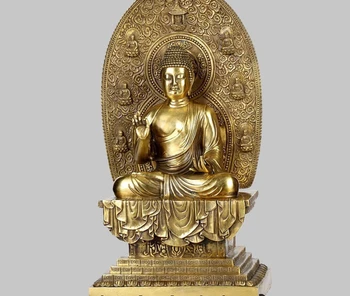 

16" China Tibet Bronze Buddhism Shakyamuni Buddha Sit Lotus Statue Sculpture #2