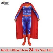 Костюм Супермена для мужчин и мальчиков, стальной костюм для косплея, трико, комбинезон супергероя DC, Лига Справедливости, костюм зентай на Хэллоуин с плащом