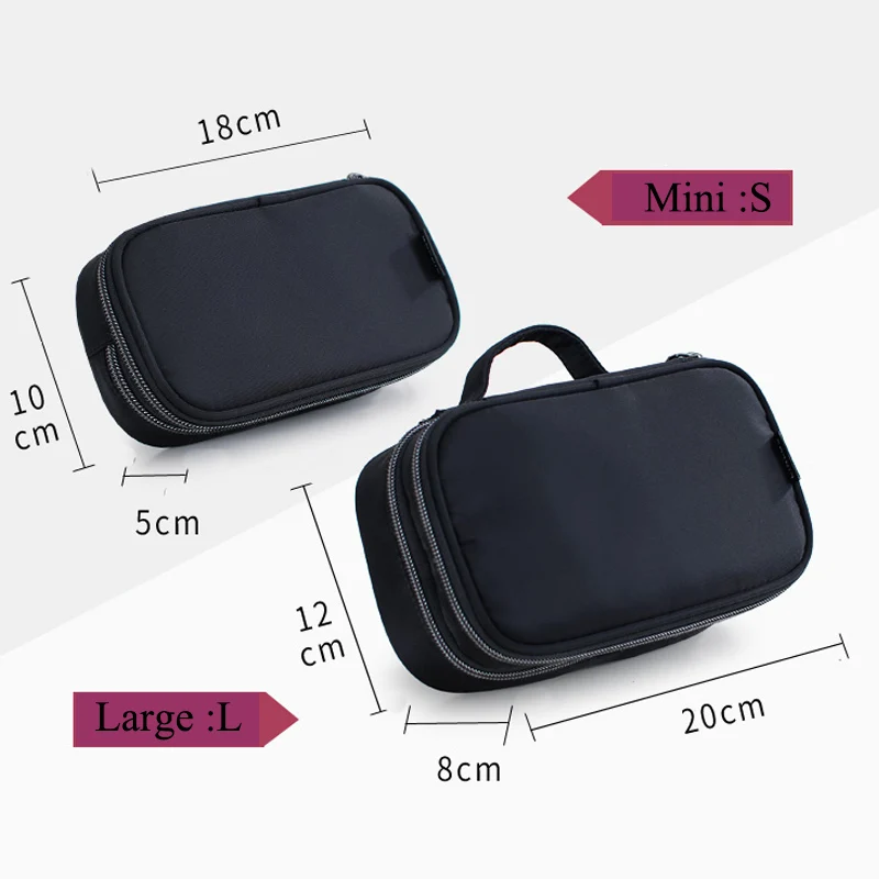 العلامة التجارية السفر التجميل حقيبة نايلون للماء مزدوجة-طبقة البسيطة امرأة ماكياج مربع الأزياء مصمم محفظة المنظم حقيبة مستحضرات تجميل هدي...