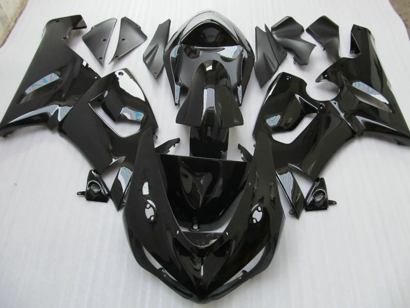 

customize motorcycle parts for Kawasaki NINJA ZX 6R 2005 2006 fairing kit zx6r 05 06 all glossy black fairings set HP52