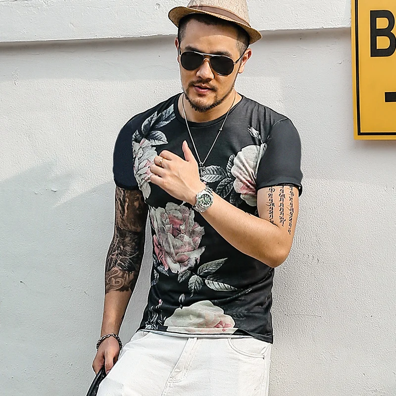 

3D Digital Printed T-shirt Man Casual O-Neck Short Sleeve flower Tees Homme Plus Size 2XL Loose Fashion Pullover Tops T-5001