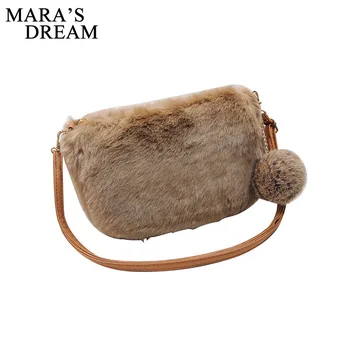 

Mara's Dream Women Bag Plush Bags Bolsa Feminina Ladies Messenger Crossbody Cute Fashion Ball Decoration Shoulder Bags