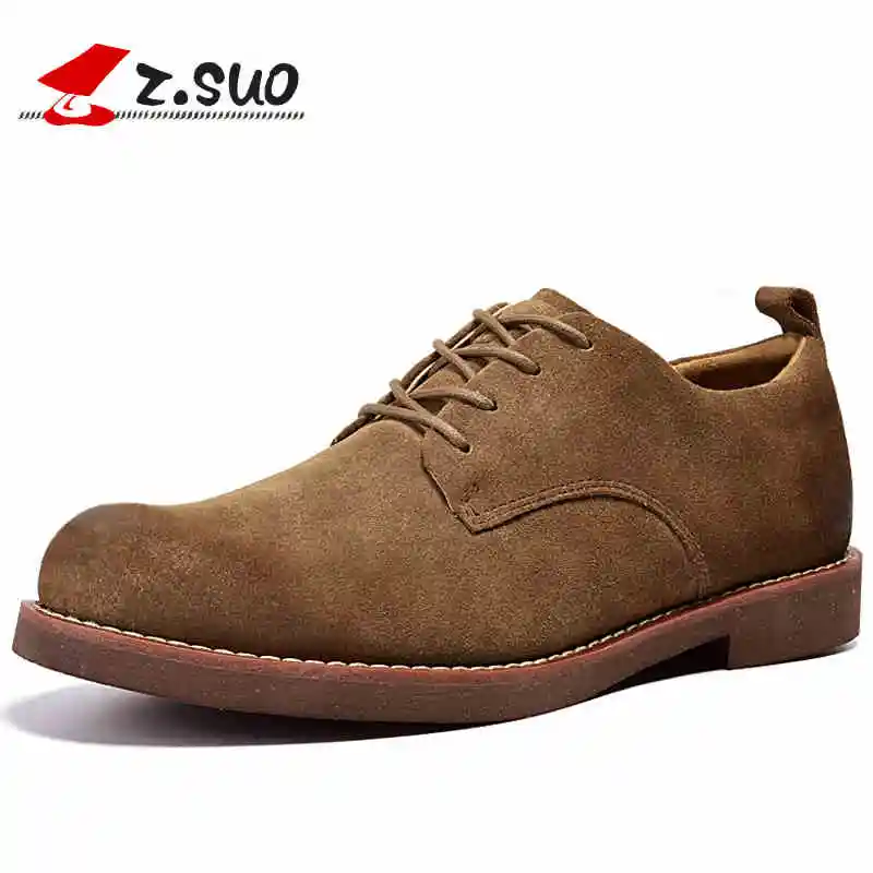 

ZSUO Cow suede Leather Men Casual Shoes 2019 NEW Spring Fashion Retro Shoes Men Breathable Soft Lace-up Oxfords Shoes