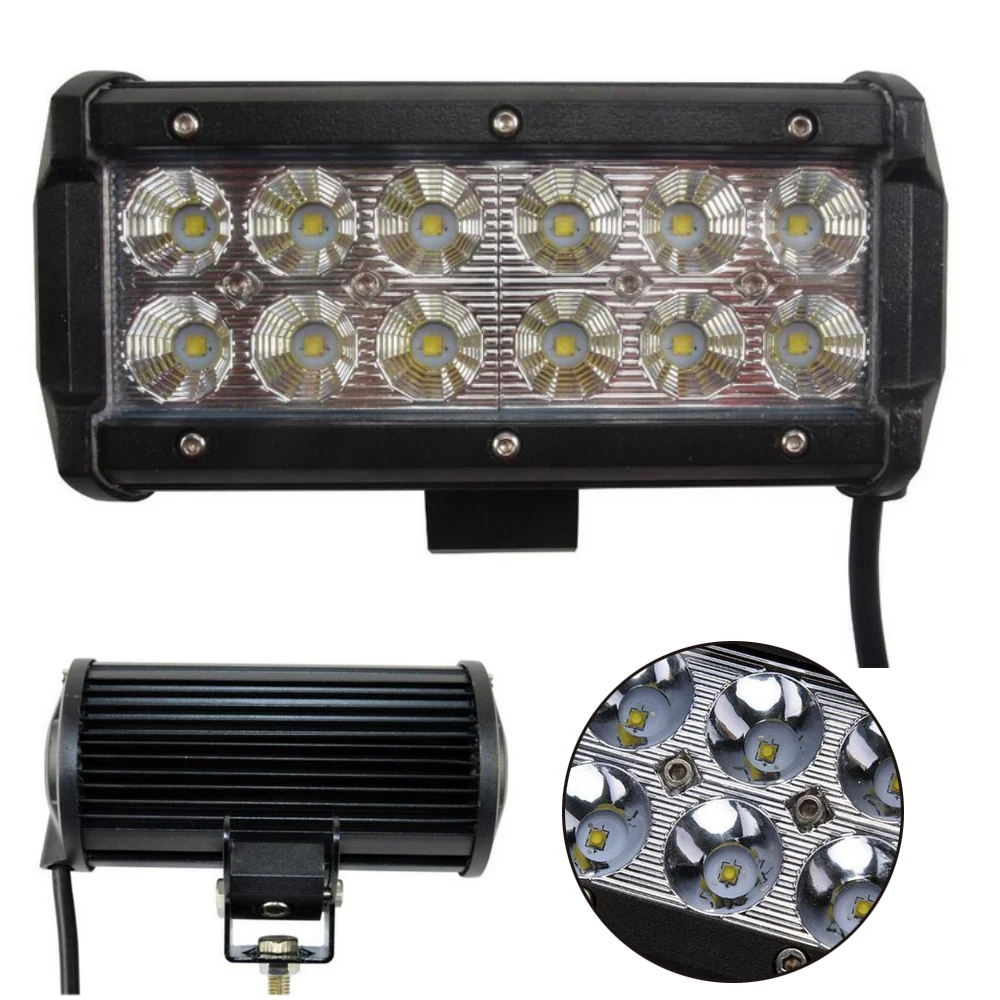 12v DC 6000K work light led offroad light bar 2 pcs Flood beam 36W 7