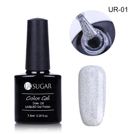 Ur Sugar 7,5 ml шампанского цвета: золотистый, серебристый Гель-лак для ногтей супер блестящий UV Гель-лак био-Гели Soak Off Лаки Гель-лак - Цвет: UR-01