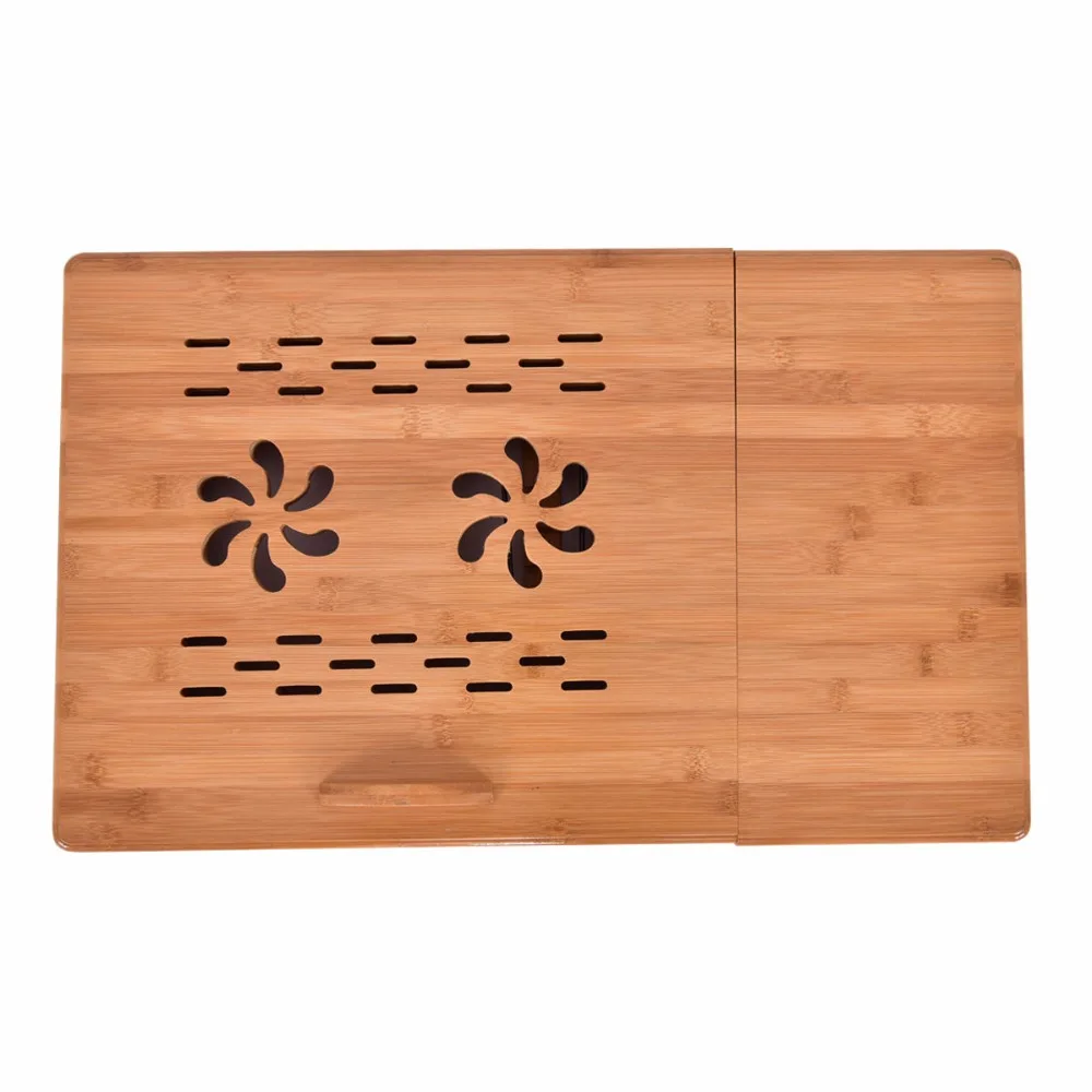 Goplus Portable Folding Laptop Table Bamboo Sofa Bed Office Laptop Stand Desk Computer Desk Adjustable Notebook Table HW55405