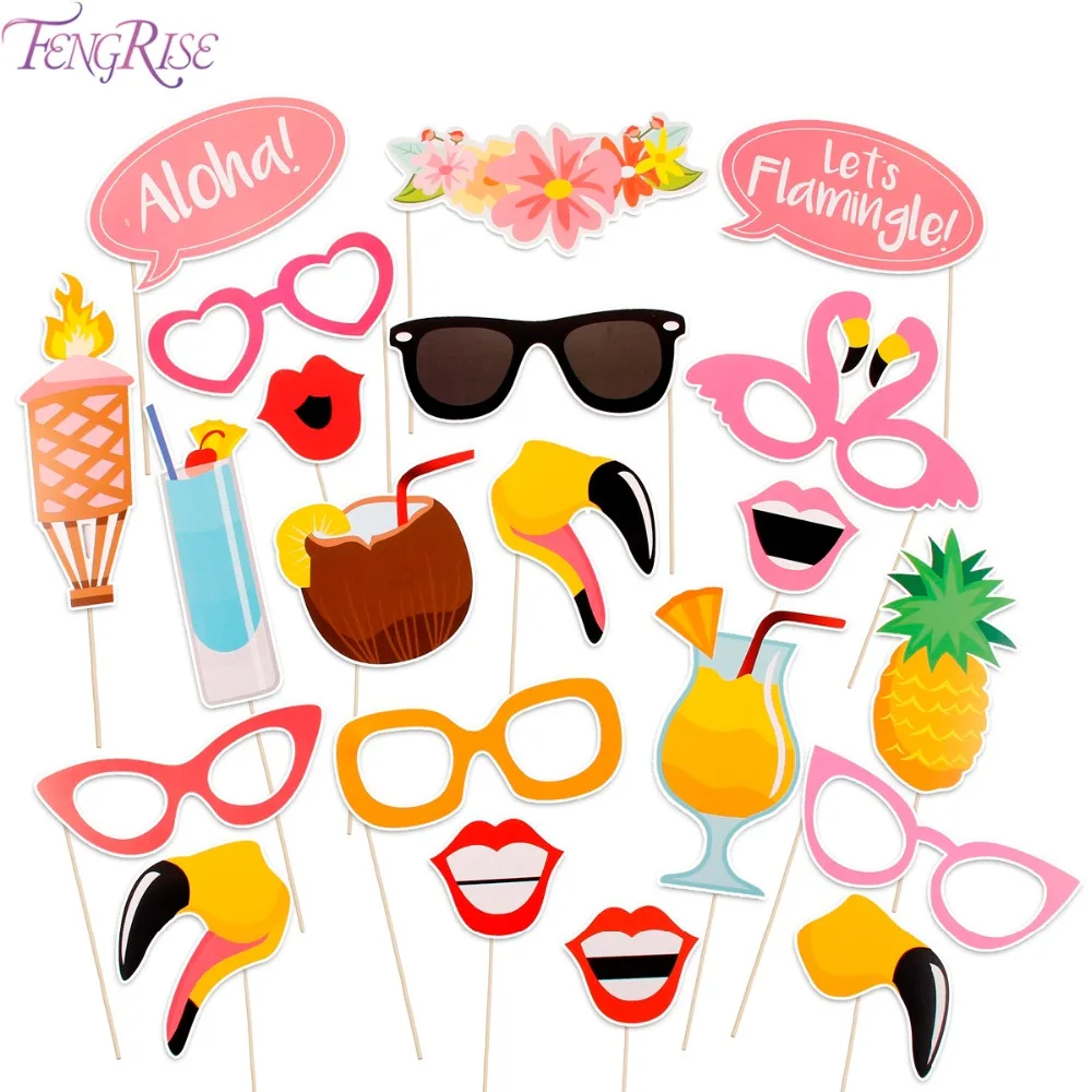 FENGRISE Flamingo Photo Booth Props Tropical Summer Wedding Photo Props ...