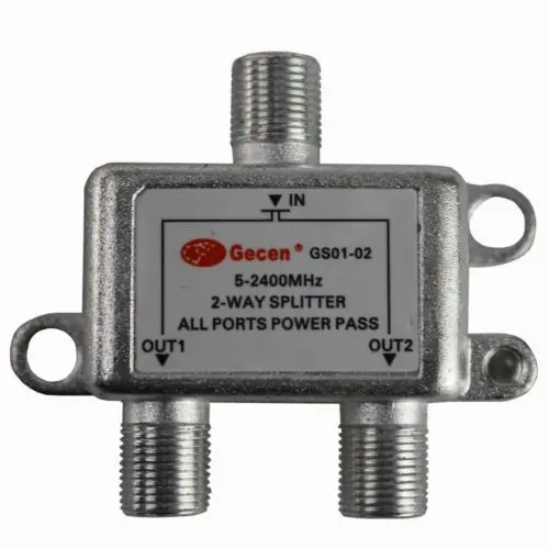 GS01 02 2 WAY CABLE TV SPLITTER 5 2400MHz Signal Split for satellite