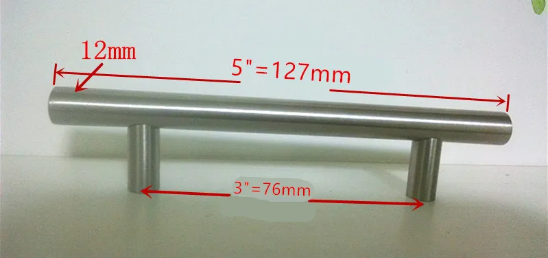 

(Diameter 12mm,Length:127mm) 5" Furniture Hardware Kitchen Cabinet Handle, Bar Pull Handle Stainless Steel T Handles