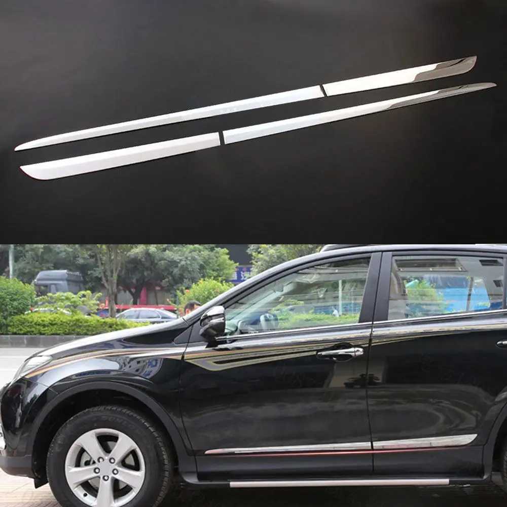 

Stainless Steel Door Side Body Garnish Molding Cover Trim For Toyota RAV4 2014-2017 Exterior Decor Strip Car Styling Accessories