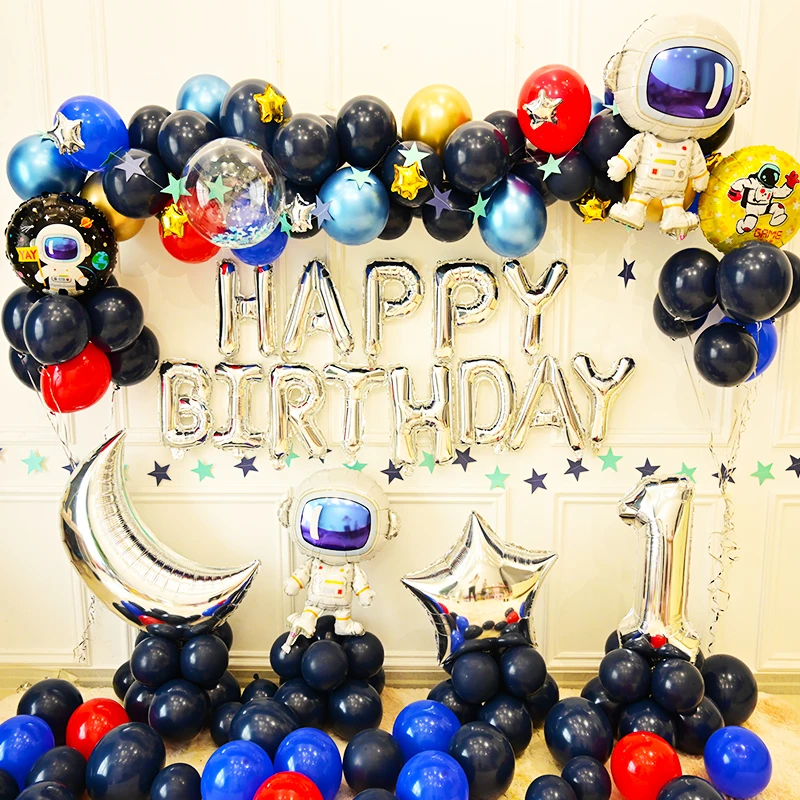 

1pc New Space Travelling Happy Birthday party decoration outer space astronaut foil balloon ET Planet explore partner boys toys