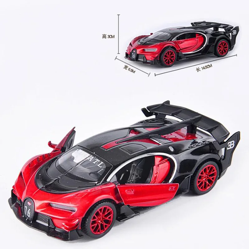 14,5 см 1:32 металлическое ведро сплав Bugatti Veyron GT авто Модель автомобиля оттягивающаяся назад Модель литые автомобили игрушки F дети - Цвет: red