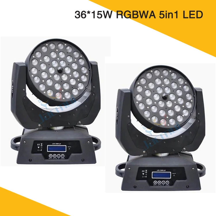 2X Dmx ночной клуб сценическое освещение 36x15 Вт RGBWA Led Zoom Wash Moving Head Dj Light | Лампы и