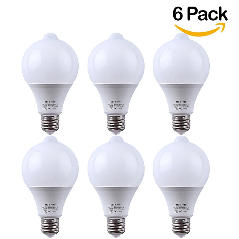 6PCS 9W Light Control Motion Sensor Light E27+ PIR Motion Sensor LED Bulb Auto Smart Led PIR Infrared Body Sound Lamp 6PCS 9W Light Control Motion Sensor Light E27+ PIR Motion Sensor LED Bulb Auto Smart Led PIR Infrared Body Sound Lamp