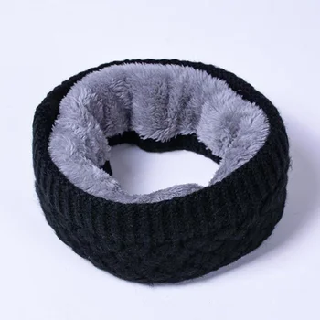

Solid black Women and men scarves Autumn and winter knitting yarn collar vertical stripe solid color and velvet scarf keep warm
