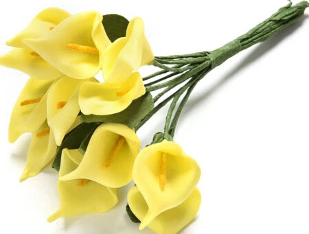 12 шт./лот 11 различных цветов тутового Калла лилии бумажный букет цветов/Скрапбукинг цветок Моделирование цветы 8 видов цветов - Цвет: Цвет: желтый
