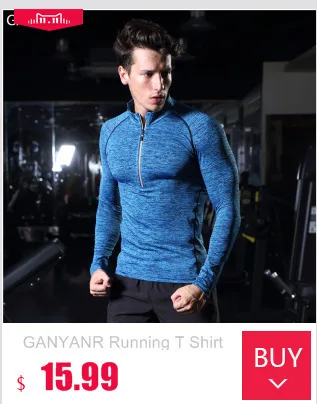Ganyanr бренд Бег футболка Для мужчин спортивная Фитнес бег футболки Slim Fit Quick Dry Fit с длинным рукавом спортивная толстовка с капюшоном спортивный