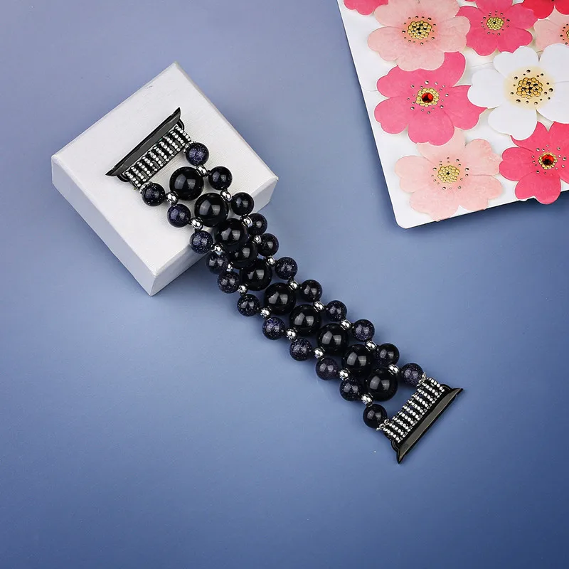 Agate Watch Strap for Apple Watch 38mm 42mm Hematite Bracelet Watch Band for iwatch 3 2 1 Jade Pulseira Feminina Watchband (2)