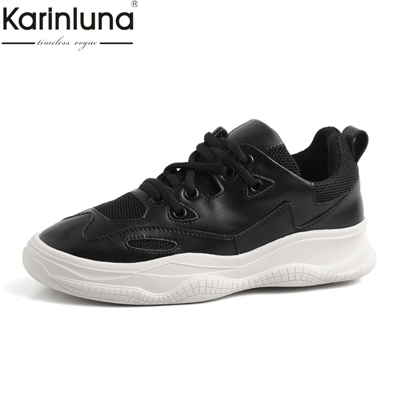 

KarinLuna Fashion cow leather Big Size 42 Genuine Leather Lace Up Woman Shoes Sneakers Female women shoes footwear casual shoes