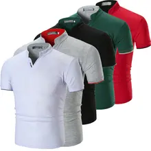 Летняя мужская облегающая футболка с коротким рукавом с v-образным вырезом, Повседневная летняя рубашка, топ, футболка