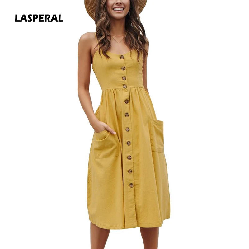 

LASPERAL Women Summer Dress 2019 Sexy Straps Bohemian Floral Beach Dress Girls Fashion Leopard Print Pocket Sundress Vestidos