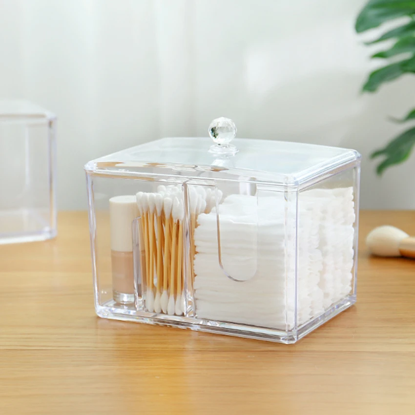  Transparent Acrylic Cosmetic Cotton Pad Storage Box Cotton Swab Makeup Make Up Organizer For Cotton
