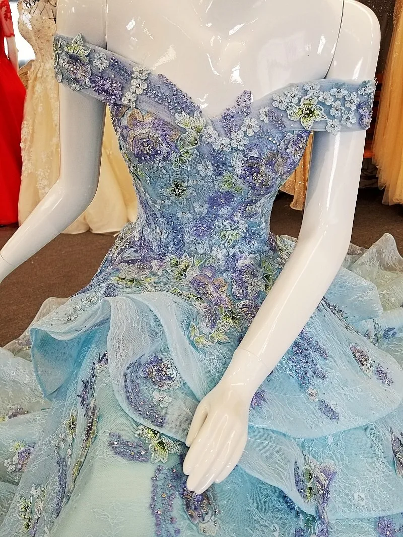 LS00344 Blue evening dress long sweetheart ball gown corset back off the shoulder abendkleider prom dresses real photos LS00344 Blue evening dress long sweetheart ball gown corset back off the shoulder abendkleider prom dresses real photos