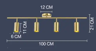 Светодиодный точечный светильник для дома и офиса, светодиодный светильник для трека, потолочный светильник, Бронзовый Золотой Cob, светодиодный светильник для кафе и магазина, светильник для столовой - Цвет корпуса: 4 lights