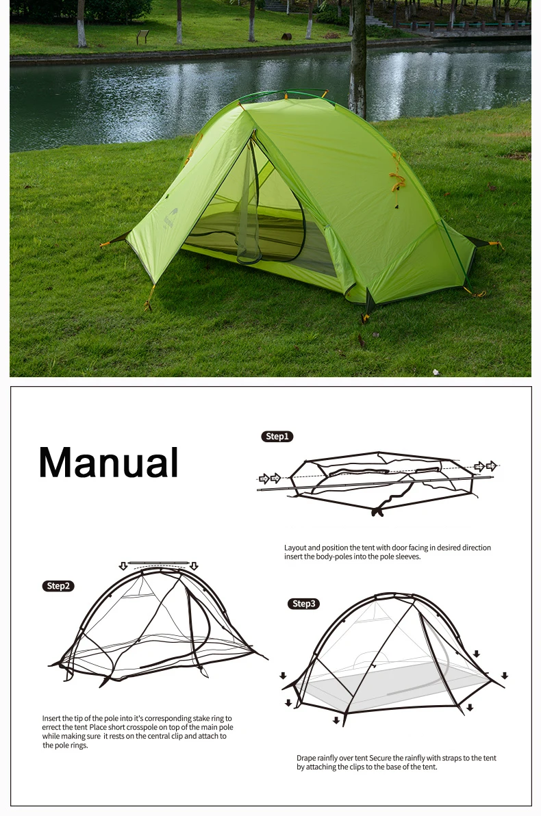 NatureHike Tagar Singer человек палатка для трех сезонов легкий водонепроницаемый ветрозащитный палатка двойной слой для одной спальни