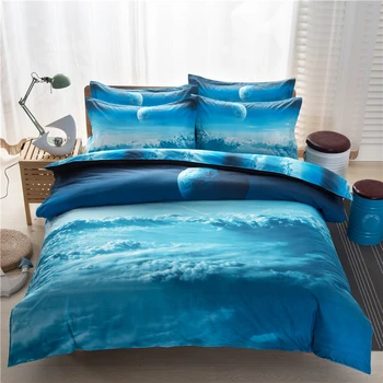 

Home Textile Seas Clouds Printed 3/4pcs Bedding Set Bed Cover Bed Sheet Duvet Cover Pillowcase Bed Linen Bedclothes Queen