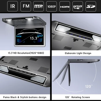 

13.3 inch HD Media Player Roof Monitor with USB SD HDMI IR FM transmitter MP5 Player