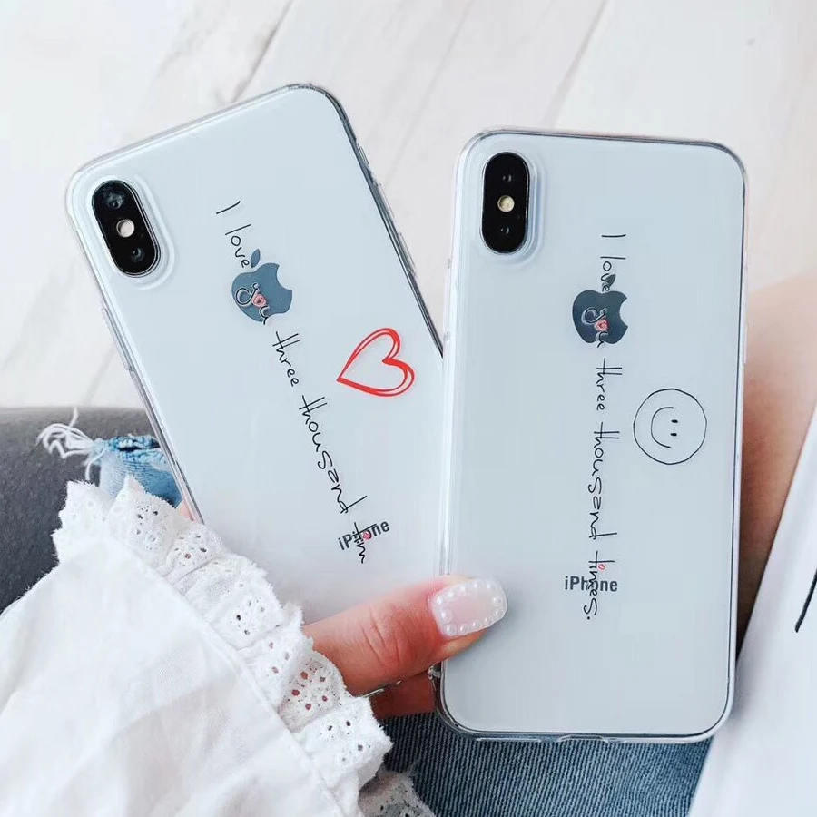 WOTP милый Smile чехол для телефона с надписью Love Heart Couples iPhone X XS Max 7 8 Plus 6 6S XR мягкий