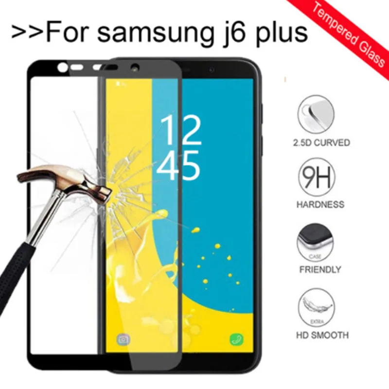 

For Samsung Galaxy J6 Plus J6+ Screen Protector For Samsung J4 Plus 2018 J4+ J4 J6 2018 Full Cover Protective Glass