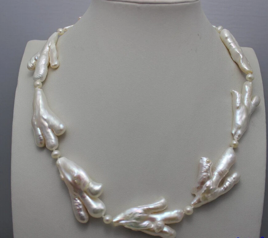 

N3345 fresh water pearl necklace white Chicken-shaped & 5mm beads alloy clasp % Discount AAA