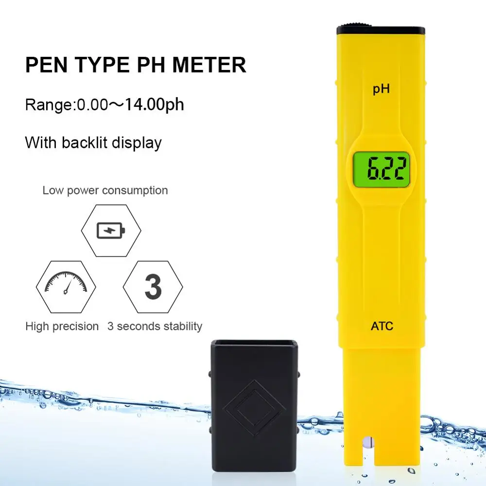 

Digital PH meter with ATC PH test pen Acidity meter pH tester Water quality test pen Accuracy 0.1pH portable PH meter blacklight