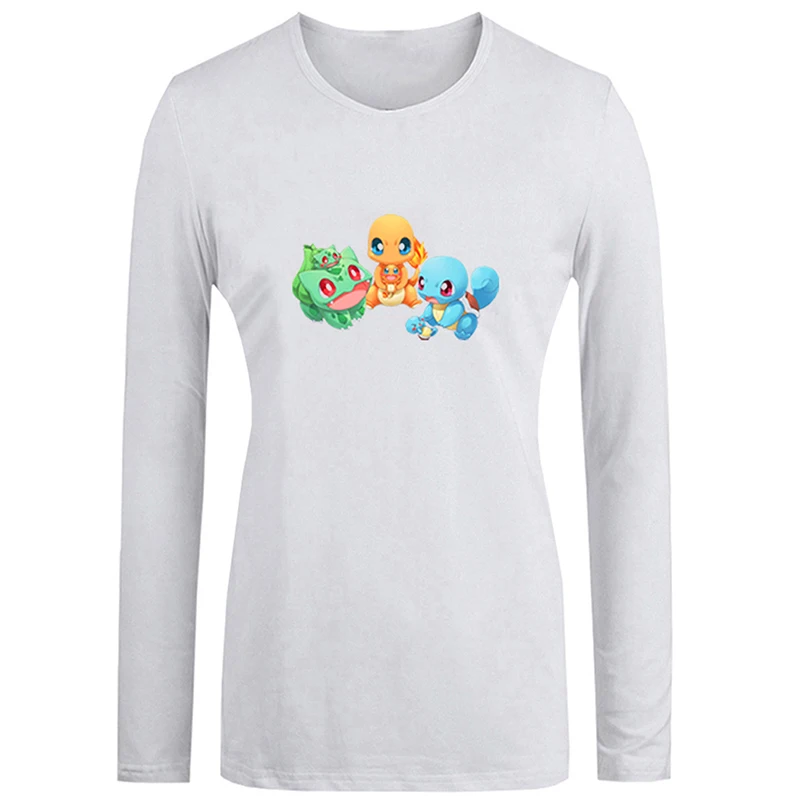 

Squirtle Bulbasaur Charmander Little Mermaid Ariel Design Womens Ladies Printing T Shirt Graphic Tee Long Sleeve Cotton Tshirts