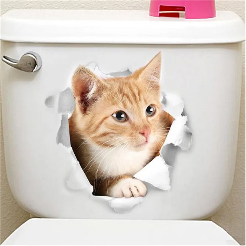 1 шт. милый 3D котенок Туалет Наклейка кошка на стену кухня холодильник наклейка s для гостиной спальня домашний декор