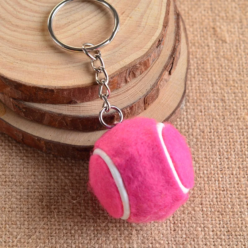

12pcs/lot Alloy Cashmere Key Chain Tennis Ball Green Yellow Multiple Mix Color KeyRing KeyChain