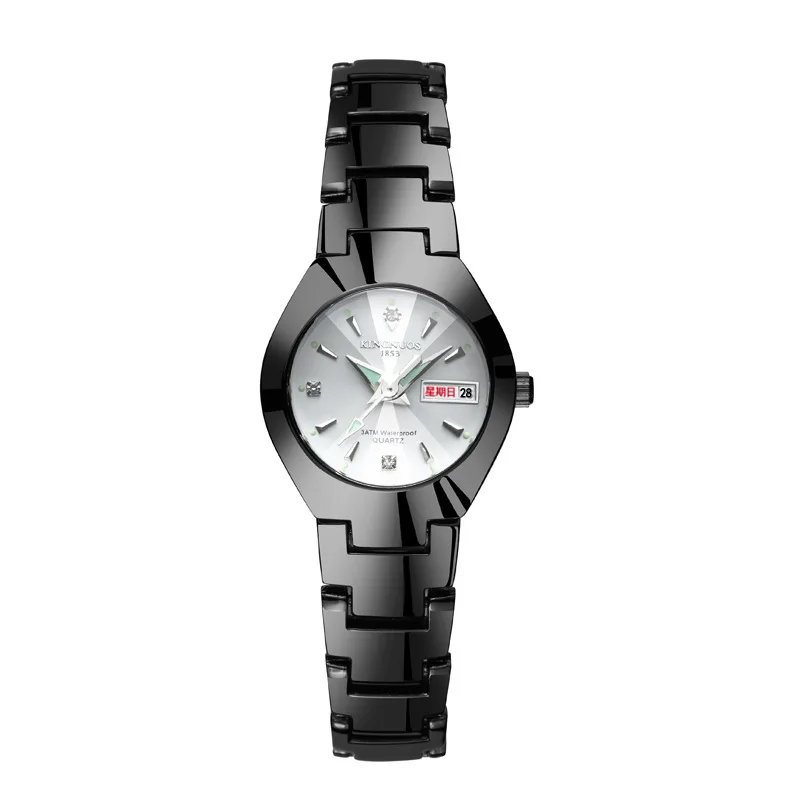 Часы для влюбленных люксовый бренд KINGNUOS кварцевые наручные часы для мужчин и женщин пара часы двойной Календарь Неделя сталь Reloj Mujer Yan - Цвет: Women 1