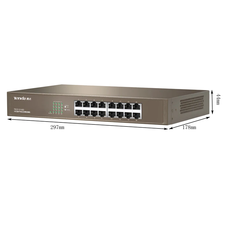 Tenda TEG1016D 16 портов Gigabit Ethernet Switch, 10/100/1000Mpbs Ethernet сетевой коммутатор, Auto MDI/MDIX