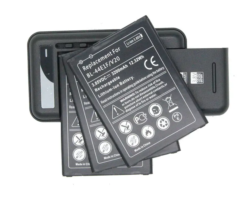 ITopZea 3x3200mAh/12.32Wh BL-44E1F / BL44E1F / BL 44E1F 교체 용 배터리 + LG V20 H990 F800 용 범용 벽면 충전기