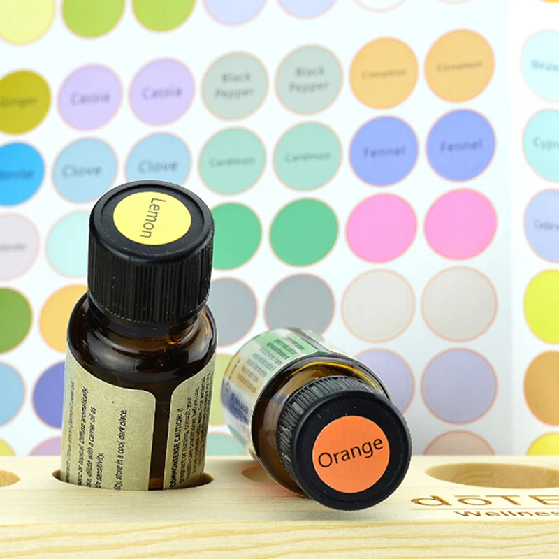 192Pcs/Sheet Pre printed Essential Oil Bottles Cap Lid Labels Round