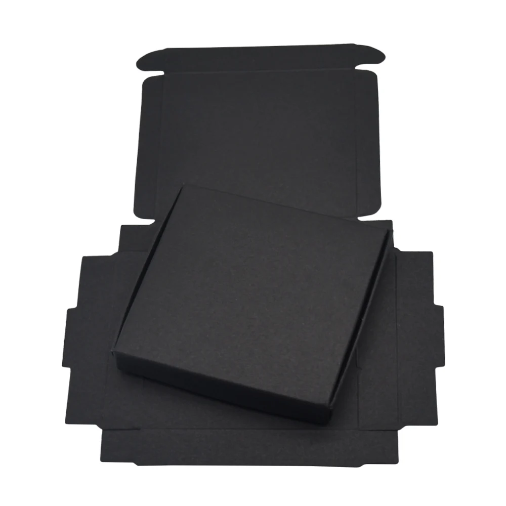 

9x8.6x1.6cm Black Cardboard Paper Gift Boxes for Wedding Birthday Favors Candy Crafts Wrapping Box Foldable Kraft Package Box